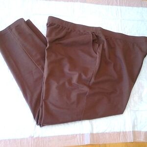 Denim & Co. Active French Terry Pull-on Pants, Chestnut Brown, 2XP, NWOT